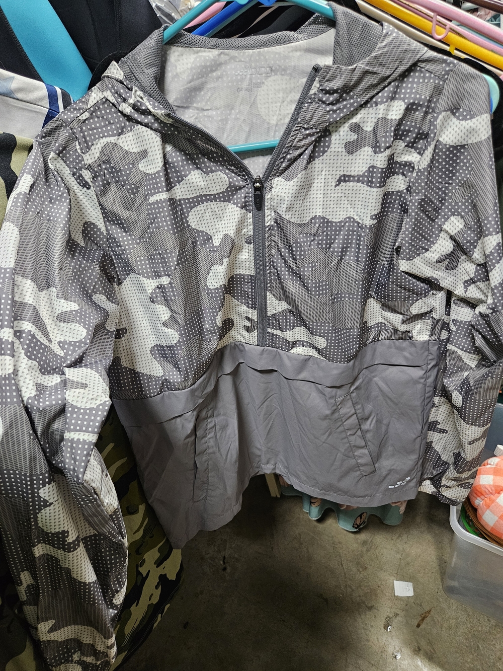 bcg Gray Patterned Lightweight Hooded Jacket